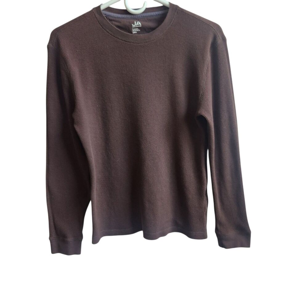 John Ashford Unisex Trending Rich Brown Waffle Knit Thermal L S Tee-Layering-S